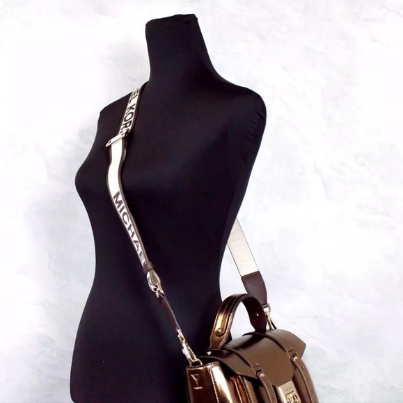 NEW! MICHAEL KORS MEDIUM MANHATTAN LEATHER CROSSBODY-MOCHA - Picture 3 of 4